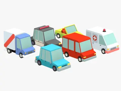 Low poly Car pack 3 Low-poly 3D model