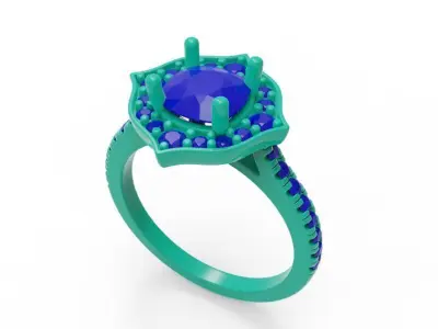 Halo Engagement Ring  02 3D print model