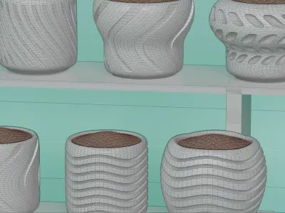 flower pot set 3D model