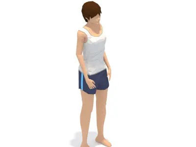 Warrior 1 Yoga Exercise Woman Animation Low-poly 3D model