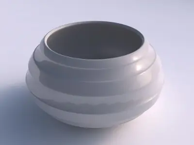 Bowl squeezed twisted with smooth horizontal ribbons 3D print model