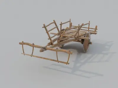 Ox Cart Low-poly 3D model