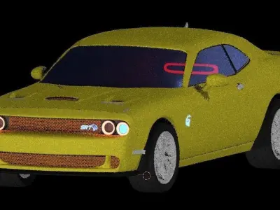 Dodge challenger hellcat yellow 3D model