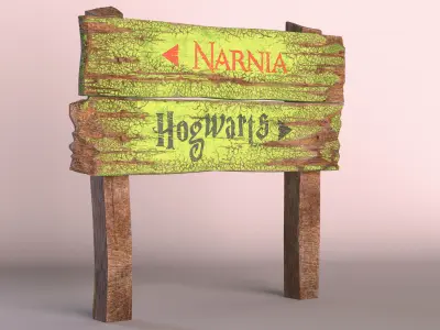 Aged Rustic Wooden Signpost 3D model