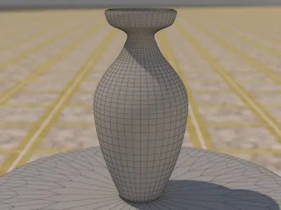 Side table with a vase Low-poly 3D model