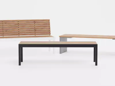 3 Modern Outdoor Bench Designs Low-poly 3D model