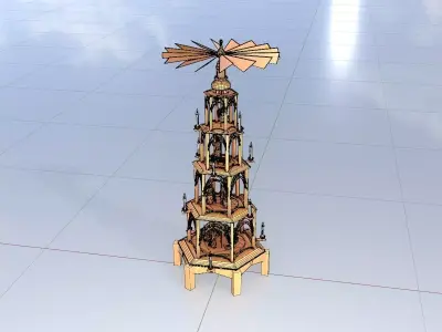 Christmas pyramid version 1 without animation Low-poly 3D model