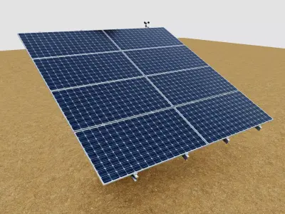 Solar Tracker Pole-2x4 Panel Layout-SOLAR-SIM V01 Low-poly 3D model