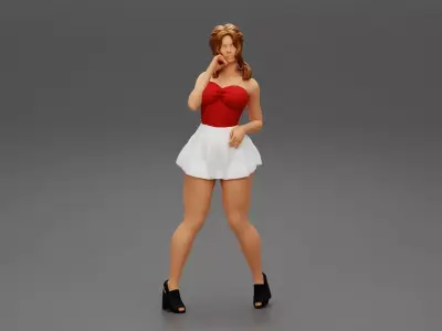 Sexy woman wearing mini skirt in a sexy pose 3D print model