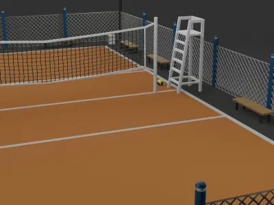 Volleyball Court - Drawing File Available - Low-poly 3D model