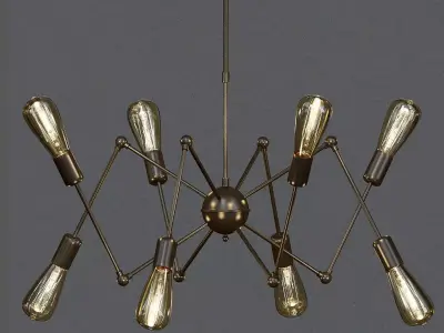 ATOMIC 8 spider chandelier with six bulbs 3D model