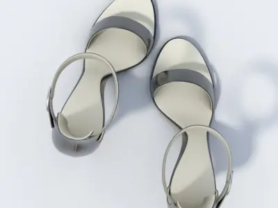 Female High Heel Leather Sandals 3D model