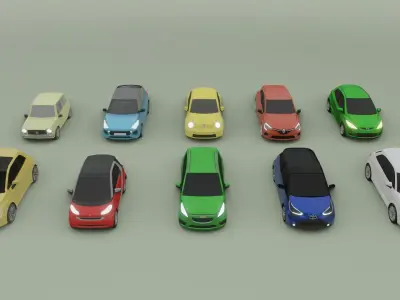 low-poly mini cars pack - 10 cars Low-poly 3D model