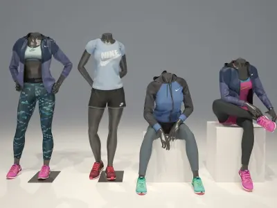 Woman mannequin Nike pack 3 3D model