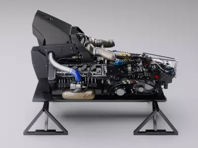 Twin Turbo Hybrid V8 LMH LMDh Engine - Center Exit Exhaust 3D model