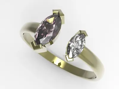 Double Marquise Stone Ring  Free 3D print model