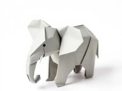 Origami Elephant Sculpture model pack Low-poly 3D model
