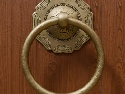 Chinese Style Ornamental Door Knocker 6 - Low Poly PBR Model Low-poly 3D model