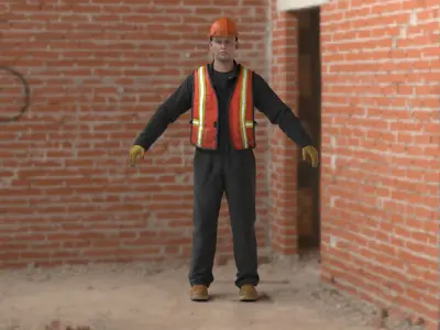 Construction Worker  Rigged 3D model