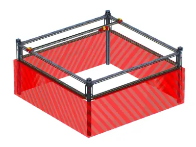 isometrical scaffolding 2x2 section Low-poly 3D model