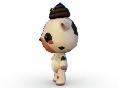 Soft White Bear Toy Rigged Skinned Cuddly Fluffy Plush  Low-poly 3D model