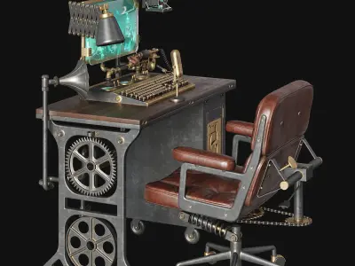 Steampunk Style Workplace 3D model