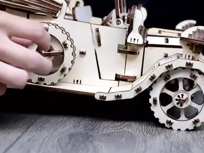 3D Wooden Antique Convertible Car Puzzle Model 3D model