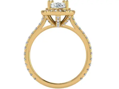 Pear shape halo Ring  all around Diamonds on bridge 3D print model