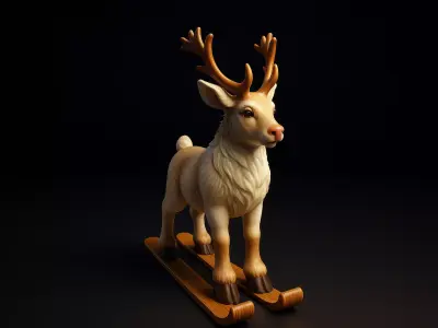 Reindeer on Skis Winter Deer Holiday Christmas Shelf Ornament 3D print model