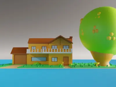 Cartoon house 3D model purchase