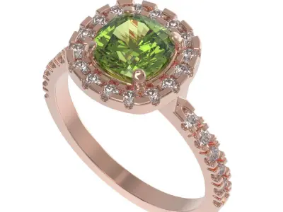 Cushion Halo Engagement Ring 3D print model