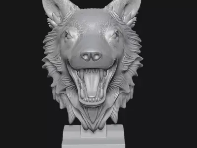 Wolf head sculpture 3D print model purchase
