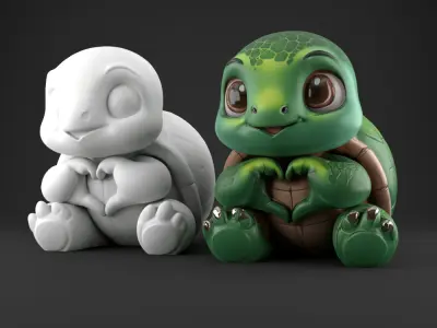 Cute Loved Turtle 3D Model Heart Hands STL for Decoration 3D print model
