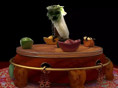 Chinese jadelite cabbage sculpture  3D model