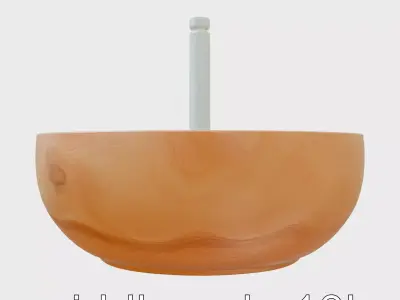 Natural Wooden Sink with Waterfall Faucet Model Pack Low-poly 3D model