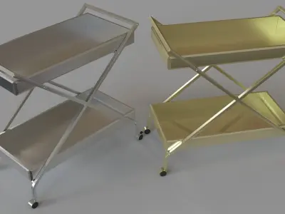 Kerwin Bar Cart Chrome And Gold 3D model