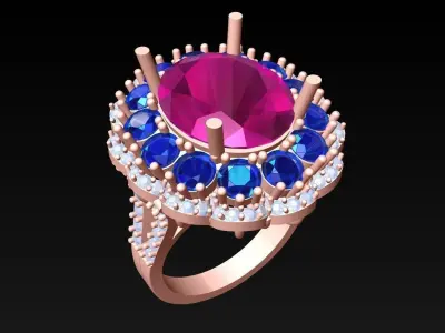 Oval Stone Ring - Womens Rings - N3963 3D print model