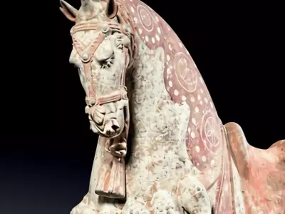 Ancient Asian Terracotta Horse 3D Dynasty Equestrian Sculpture Low-poly 3D model