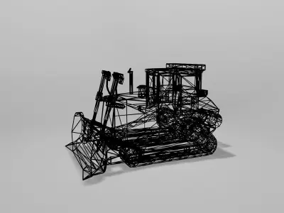Old Bulldozer Low-poly 3D model