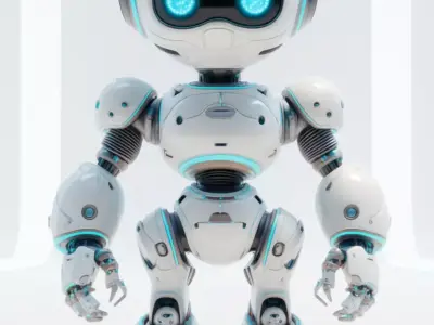 Cute Robot 3D Model Friendly Character Glowing Tech  Low-poly 3D model