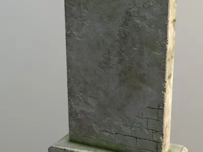 Low Poly Old Mossy Gravestone Free low-poly 3D model