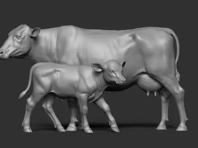 Cow and Calf 3D print model