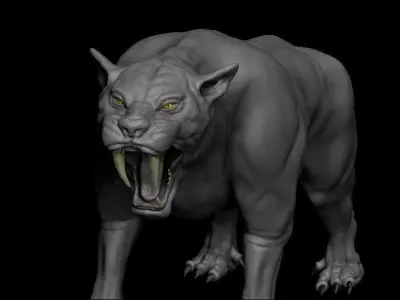 Saber tooth Cat High Poly Print ready  3D model