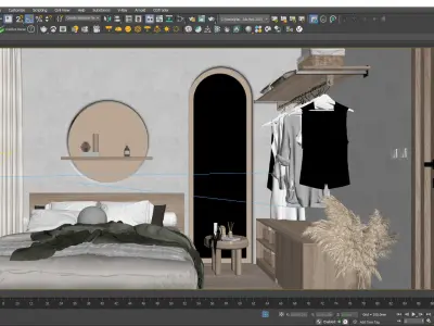 Living Kitchen Bedroom - Apartment of Mr C - Titan6 - Max 2021 3D model