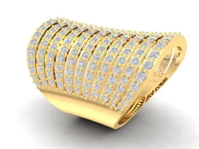 Luxury Wide Multi Row Diamond Band Ring for Women 3D Model 2683 3D print model