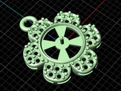Flower pendant with gems   Ati002 3D print model