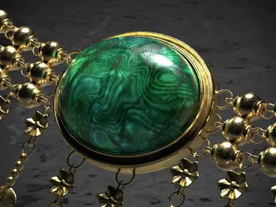 Ancient Necklace and Brooch Low-poly 3D model