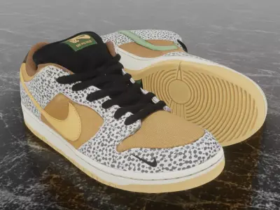 NIKE SB DUNK LOW SAFARI 3D SHOES Low-poly 3D model
