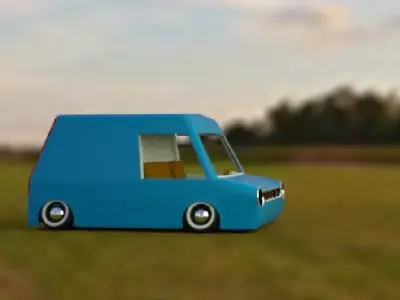 Practical cartoon car transit 60s PARODY 3D model