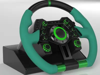 Racing Steering Wheel Low-poly 3D model